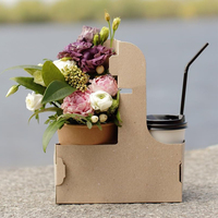 Porte-gobelets personnalisés bon marché à emporter, porte-gobelets jetables en kraft pour boissons chaudes, thé, café, porte-gobelets en papier avec poignée