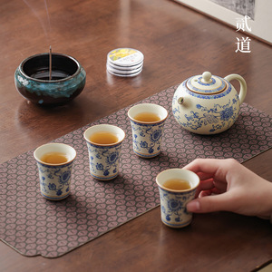 Ru Kiln Tea Set <b>Ceramic</b> Hand Painted <b>Teapot</b> Cups Gift Box For Chinese New Year Business Gifts - Product Image 2