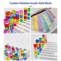 Nouveau Logo personnalisé gravé 20mm solide clair acrylique bloc boutique affichage Cube Lucite UV impression Photo bloc