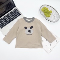 T-shirt à manches raglan pour bébé et tout-petit, doublé double couche, avec motif ours en peluche sur l'épaule et les oreilles, confortable pour l'automne et l'hiver