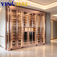 YINGHAI Vitrine à vin LED personnalisée en acier inoxydable multicolore, noir, or rose, argent brossé pour villa, restaurant, maison