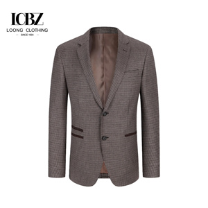 Completo da Uomo in Lana Pettinata Pied-de-Poule su Misura ODM, Vestibilità Slim, Risvolto a Dente <span class=keywords><strong>di</strong></span> Leone, Fantasia a Quadri, 2 Pezzi, Produttore all'Ingrosso - Product Image 1