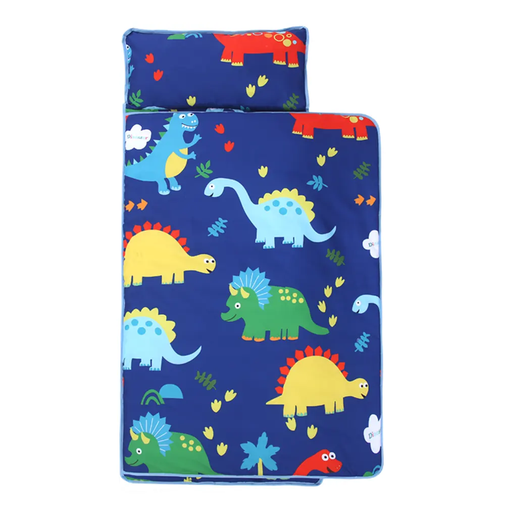 डेकेयर प्रीस्कूल के लिए टॉडलर नैप मैट: लड़कों लड़कियों के लिए तकिया और कंबल के साथ बच्चों का स्लीपिंग बैग। किंडरगार्टन प्रीक नैपटाइम
