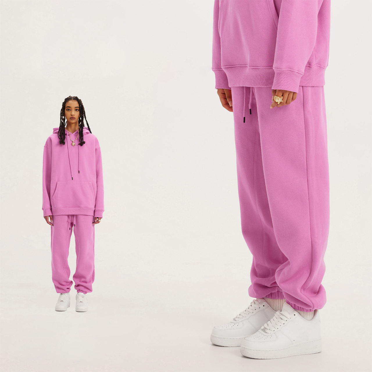 กางเกงขายาวสีชมพูกุหลาบ