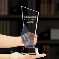 Trophée en verre créatif personnalisé Champion des employés exceptionnels Prix commémoratif de la réunion annuelle UV Trophée du concours d'honneur de l'équipe
