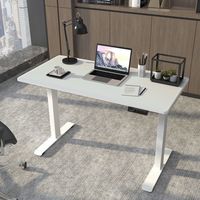Meubles de bureau à domicile - Bureau ergonomique en bois avec structure métallique, réglable en hauteur électriquement, poste de travail informatique, table de bureau