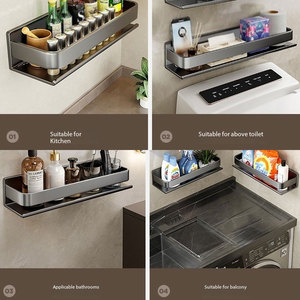 Wg פחמן פלדה ללא קידוח קיר-רכוב עמיד למים רב-תכליתיים מתלה תבלינים מטבח ללא קיפול - Product Image 5