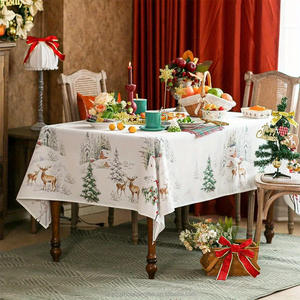 <span class=keywords><strong>Nappe</strong></span> de Noël Cottage Bordé à Double Ruban, <span class=keywords><strong>Nappe</strong></span> en tissu de houx et cône de pin Country Xmas Holiday Easy Care - Product Image 3