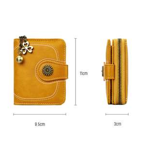 Vente chaude femmes court Vintage sac à main transfrontalier Spot célèbre marque en gros pochette huile PU cuir <span class=keywords><strong>pièce</strong></span> fermeture éclair portefeuilles - Product Image 2