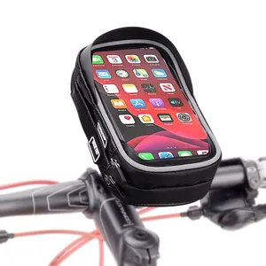 Dropshipping Sac à poignée double couche pour vélo Écran tactile Sac de téléphone étanche pour vélo avec fermeture éclair Support de téléphone pour cyclisme en plein air