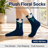 Chaussettes personnalisées avec motif floral |   Longueur mi-mollet pour femmes |   Chaussettes en polaire corail chaudes et respirantes pour la détente à l'intérieur