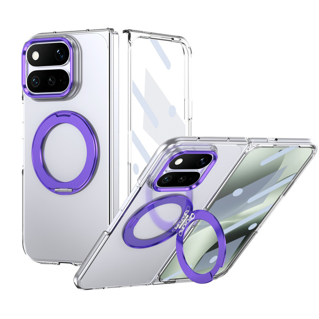 Magnetic Wireless Charging Foldable Phone Shell Rotating Stand Ice Feel for Google Pixel 11 Pro Fold Anti Drop Protective Case