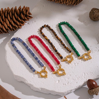 Bracelet en pierre naturelle œil de tigre fait à la main avec un fermoir luxueux en acier inoxydable