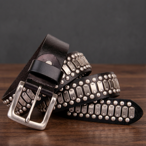 Black Solid Custom Cow Hide Steel Square <b>Pin</b> Buckle Men's Casual Belt 100% Genuine Leather Eco-Friendly Heavy Duty Lightweight - Product Image 1