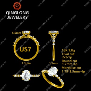 แหวนเพชรทรงรี 2 กะรัต ดีไซน์ใหม่ รับรองโดย IGI เพชรเพาะเลี้ยง แหวนทองคำ 14k 18k แฟชั่นสำหรับผู้หญิง - Product Image 2