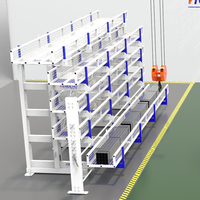 Système de rayonnage cantilever télescopique robuste en acier au carbone à hauteur flexible, espacement des bras 50 mm, ajustement par incrément différentiel
