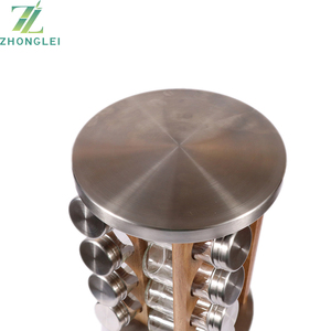 Design unico Acacia Legno Controsoffitto Spice Rack Torre Organizzatore Rotante Spice Rack di Rotazione In Piedi Cremagliera Mensola Del Supporto - Product Image 4