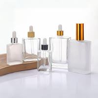 Bouteilles en verre transparent classiques de 30 ml, 50 ml, 100 ml pour cosmétiques, huiles essentielles, sérums, flacon compte-gouttes rectangulaire givré, diffuseur de parfum
