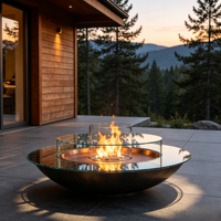 Table de feu circulaire élégante VALSE au bioéthanol pour extérieur – Décoration de terrasse haut de gamme, foyer à alcool pour patio et jardin