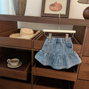 Girls Summer Cartoon KT Vest Denim Fishtail Skirt Set Cotton Thin Solid Color With Label - Product Image 3