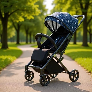 Poussette bébé en acier haute teneur en carbone, quatre roues, inclinable, pliable en trois, universelle quatre saisons, compatible avion - Product Image 1