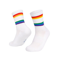 Mi-haut noir blanc rayé Long Tube tricoté logo équipage 100 coton épais rembourré athlétique Sport formateur chaussettes hommes femmes dames