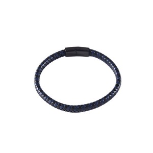 Men's <b>Leather</b> Rope <b>Bracelet</b> Blue Black Braided Stainless Steel Bangle Jewelry Gift 7.5in 8.5in 9in - Product Image 3