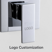 Mitigeur de douche encastré moderne en chrome, robinet de douche carré en laiton avec inverseur et poignée pour hôtel de luxe