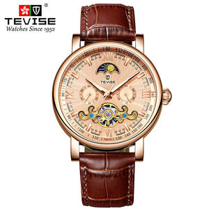 Montre mécanique pour homme TEVISE T867H avec logo personnalisé, boîtier en alliage, bracelet en cuir, phase de lune, résistante à l'eau, vente en gros, fourniture d'usine - Product Image 4