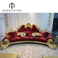 Canapé de salon européen de luxe en cuir, 4 ensembles de meubles royal sculptés