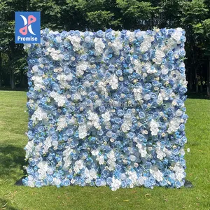 Wedding Floral Arrangement Blue Peony Silk Flower Wall Wedding Stage Background Decoration