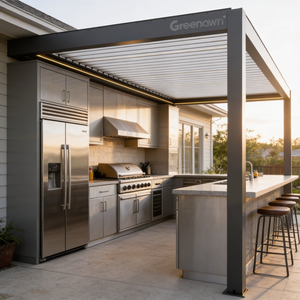 Pérgola Eléctrica Retráctil con Techo Impermeable, Pérgola <span class=keywords><strong>de</strong></span> <span class=keywords><strong>Aluminio</strong></span> <span class=keywords><strong>para</strong></span> Exteriores - Product Image 1