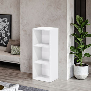 Librería Cúbica Móvil de Madera Blanca Más Vendida, Mueble Pequeño para Sala de Estar con Panel de Madera para Dormitorio - Product Image 3