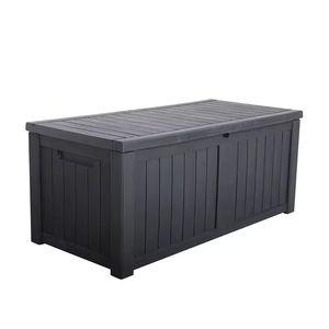 Caja de almacenamiento de Banco de textura de madera de resina plástica de 119Gal resistente al agua para exteriores con tapa bloqueable - Product Image 2