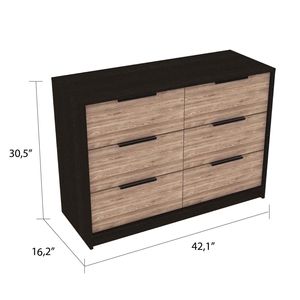 Longhill <b>6</b>-<b>Drawer</b> Rectangle Dresser Model D0100H57JSJ in Black Wengue and Pine Material - Product Image 5