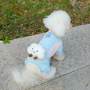 Traje de Felpa para Mascotas, Color Azul y Rosa, Ropa de Verano para Perros, Ligero, de Poliéster, con Cuatro Patas - Product Image 3