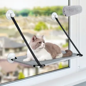 Foldable hanging cat hommock clear cordless cat window perch seat for pet relaxing
