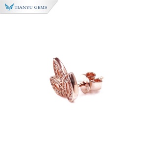 Tianyu Gems joyería de moda 925 plata esterlina chapado en oro rosa Moissanite diamante pendiente conjunto para mujer - Product Image 2