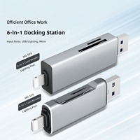 Lecteur de cartes en alliage d'aluminium de type C pour interface d'appareils; prend en charge les cartes SD/TF, les clés USB, OTG