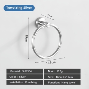 Khăn Vòng Duy Nhất Không Có Khoan Đen Thép Không Gỉ 304 Khăn Nhẫn Chủ Cho Phòng Tắm Mô Chủ Cho Phòng Tắm Khách Sạn - Product Image 4