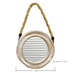 Espejos Redondos Pequeños Decorativos de Madera Rústica Vintage Colgantes de <span class=keywords><strong>Cuerda</strong></span> Luckywind - Product Image 6