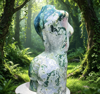 Grande sculpture de torse féminin en agate mousse naturelle de 61 cm, statue de dame en cristal unique, pierre de guérison, décoration d'intérieur