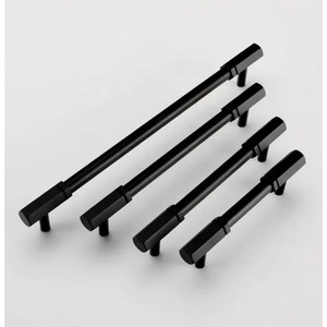 Tiradores de latón negro dorado antiguo para gabinetes de cocina, tiradores de cobre modernos industriales, tiradores de barra alargados con diseño cruzado para armarios - Product Image 4