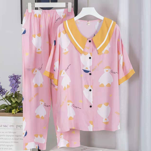 Pigiama <span class=keywords><strong>da</strong></span> donna in <span class=keywords><strong>cotone</strong></span> con motivo a cartoni animati Set di indumenti <span class=keywords><strong>da</strong></span> <span class=keywords><strong>notte</strong></span> personalizzati <span class=keywords><strong>da</strong></span> donna a girocollo a girocollo a maniche corte - Product Image 6