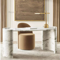 Meubles de bureau à domicile personnalisés, bureau moderne en pierre naturelle, table de bureau en marbre vert cannelé