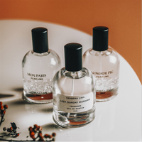 Flacons de parfum en verre 30ml 50ml 100ml avec pompe pulvérisatrice, vides, pour cosmétiques, impression sérigraphique disponible, MOQ 100 pièces