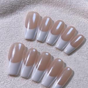 Venta al por mayor 10 piezas hecho a mano francés prensa en las <span class=keywords><strong>uñas</strong></span> medio cuadrado redondo reutilizable personalizado <span class=keywords><strong>uñas</strong></span> artificiales OEM embalaje - Product Image 5