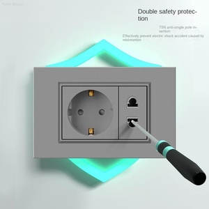 <b>Wall</b> <b>Socket</b> 1 Outlet With <b>USB</b> Port 5V 2100mA Standard Grounding 220V 10A Residential Use - Product Image 4