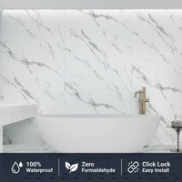 Panneau mural moderne en PVC imperméable et anti-moisissure, texture marbre 4 mm, système de fixation par clic pour salle de bain, chambre, salon, salle à manger, hôtel