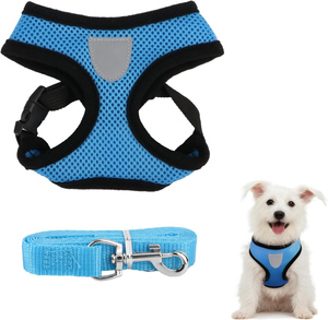 Harnais pour chien et animal de compagnie en maille respirante réglable sans traction ni étranglement avec laisse, prix d'usine, logo personnalisé - Product Image 1